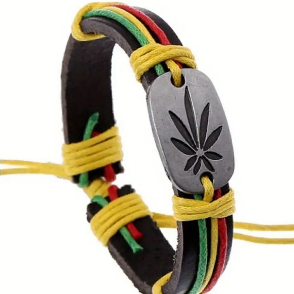 Leaf leather bracelet